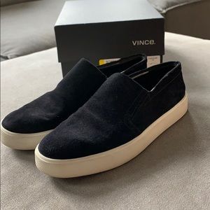 Vince Bowen Slip-Ons, Black Suede Sneakers/Shoes